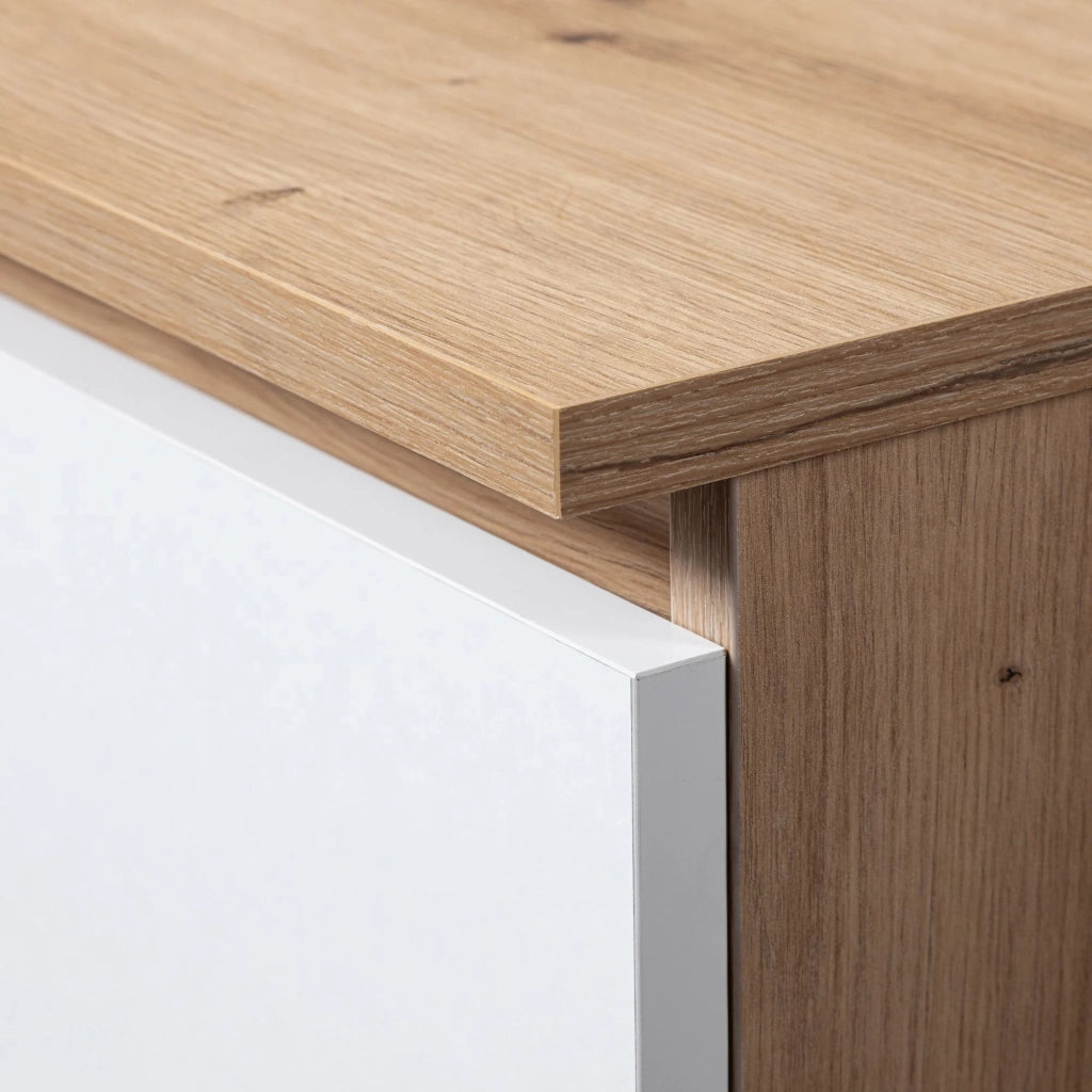 Cassettiera AKORD K100 Quercia Artigiana 101 cm 2 ante 3 cassetti inserto frontale Bianco 101x35x98 cm