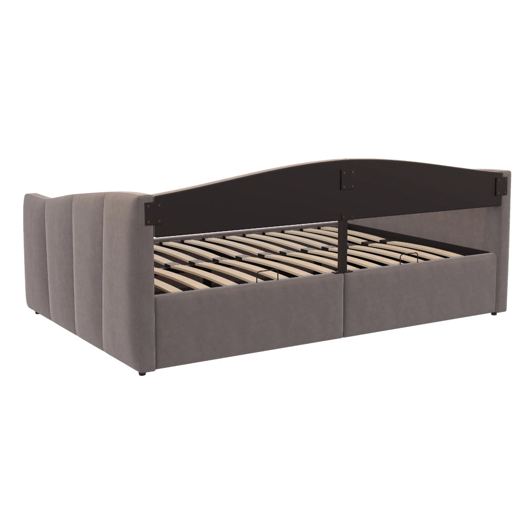 LETTO SOFA 140x200 cm con contenitore idraulico, velluto grigio