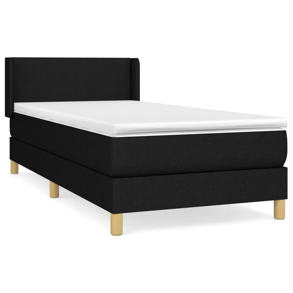Letto singolo | Letto per adulti | Giroletto a Molle con Materasso Nero 90x200 cm in Tessuto