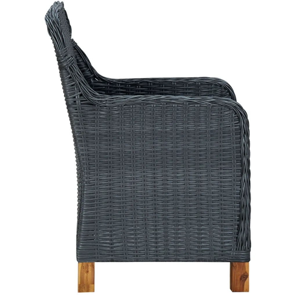 Set da Pranzo da Giardino 9pz e Cuscini Polyrattan Grigio Scuro 3060168