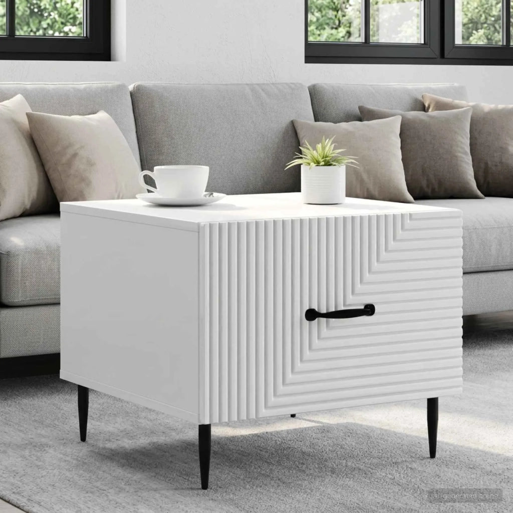 Tavolino da salotto con cassetto Bianco Lucido 49 x 50 x 40 cm 894969