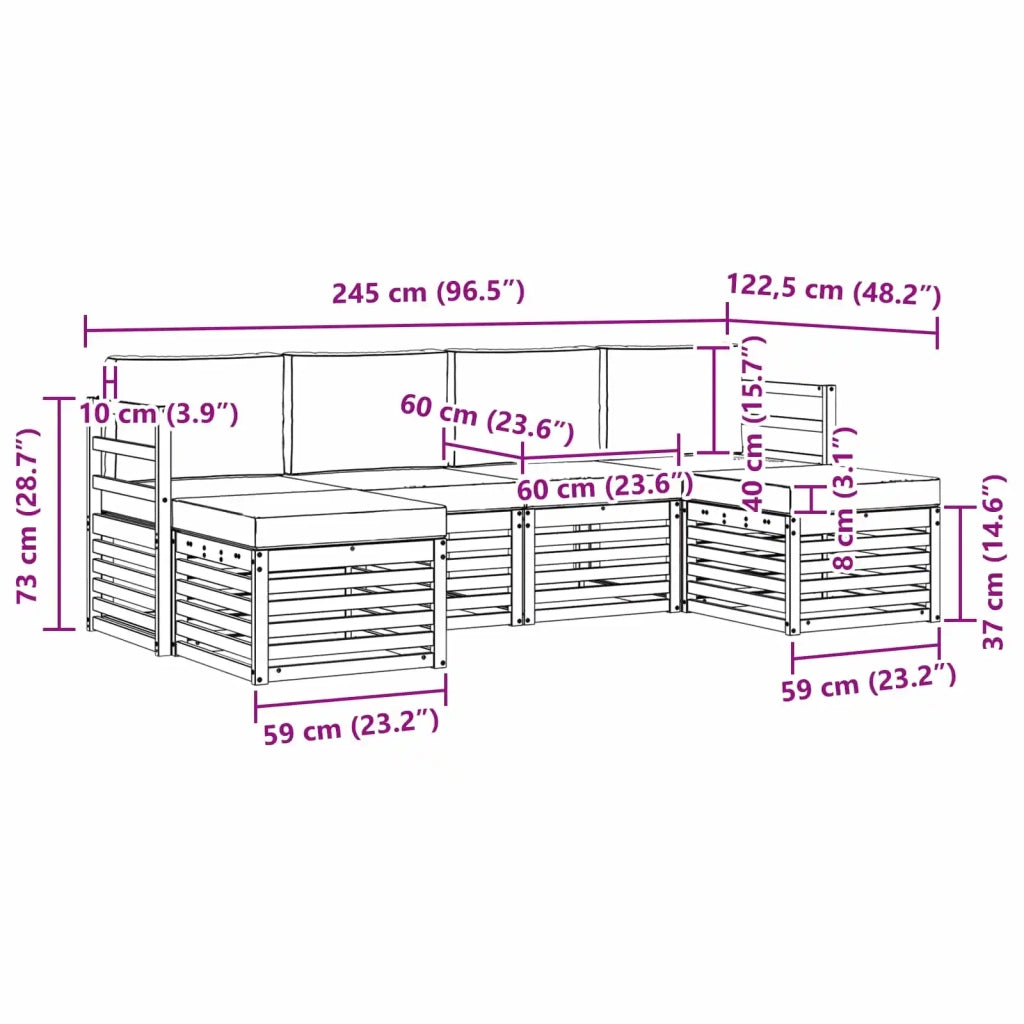 Set divani 6 pcs Bianco e Antracite 245 x 122,5 x 73 cm 3392257
