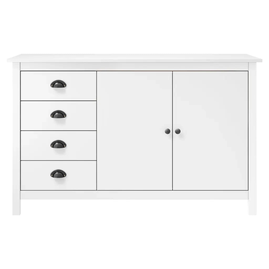 Credenza Hill Bianca 130x40x80 cm in Legno Massello di Pino 288932
