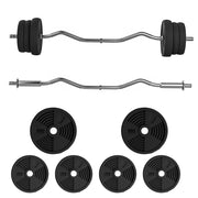 Set Manubri 25 kg ¨C Xylo ¨C Barra Lunga Dischi Pesi Impugnatura Antiscivolo ? 25x120cm Nero