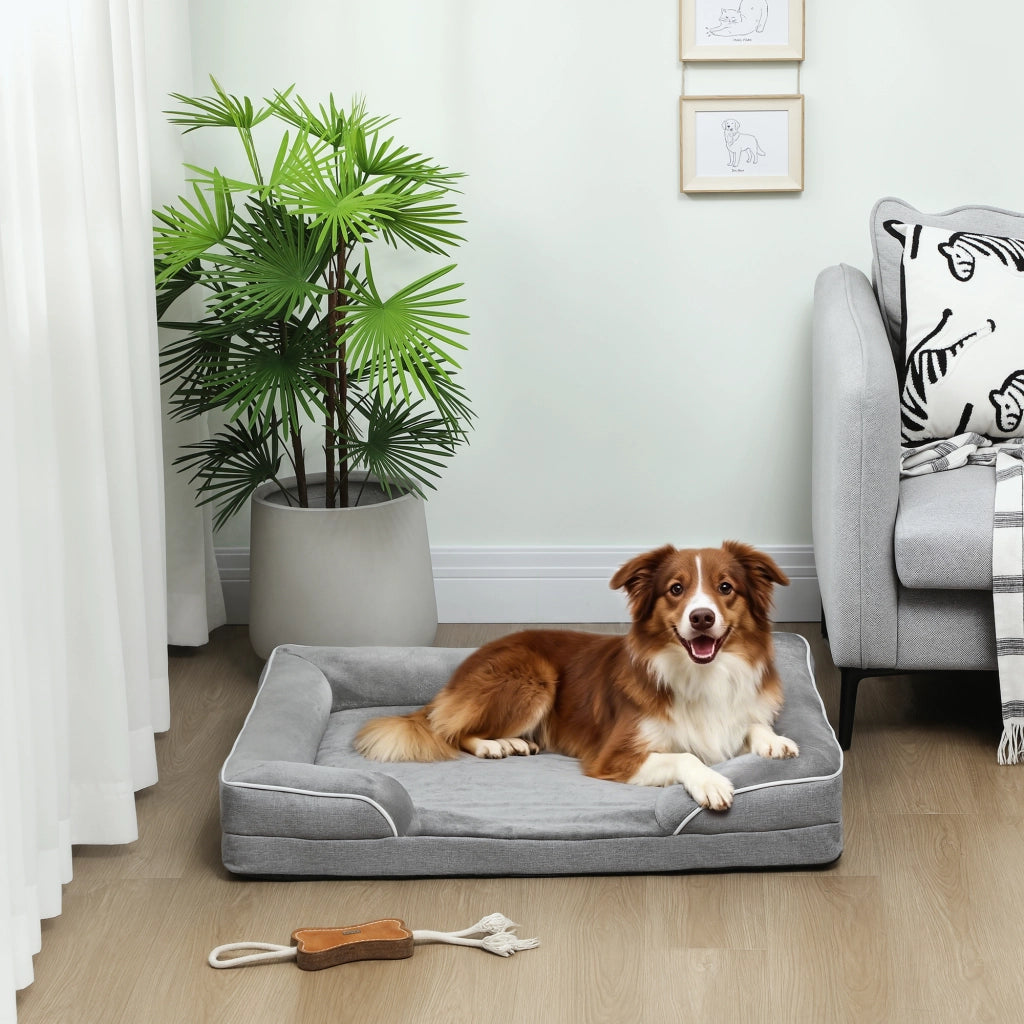 Cuccia per Cane e Gatto con Copertura Lavabile ¨C zephmum ¨C Grigio 91.5x68.5x16.5 cm