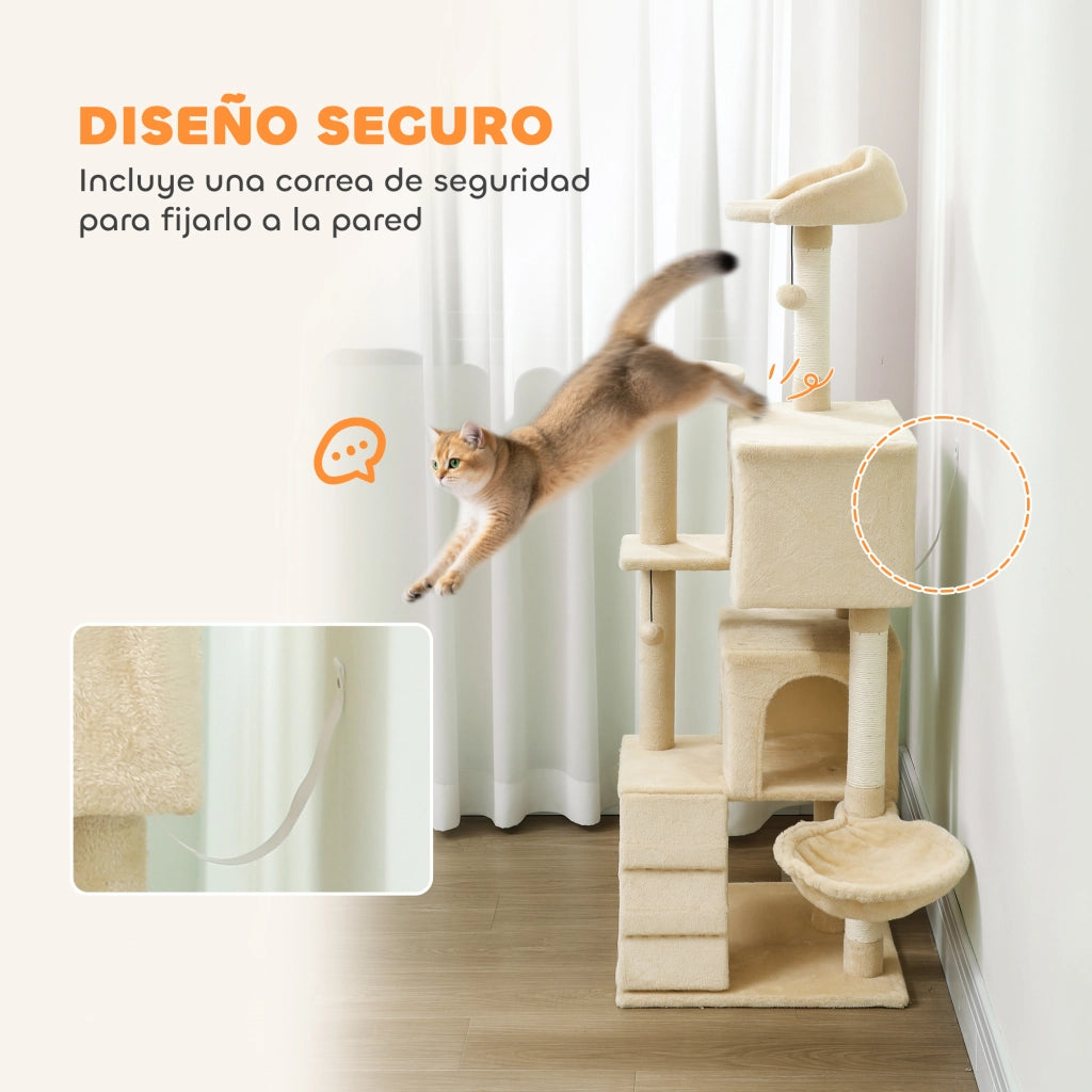 Letto per Gatti con Piattaforme Cuevas e Posti di Sisal ¨C zephmum ¨C Beige 140 cm
