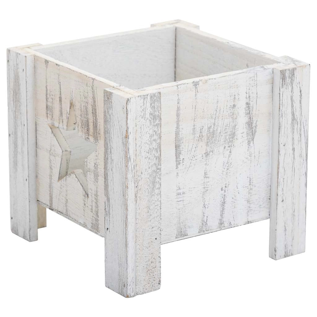 Cesto in legno bianco 16,5x16,5x15h