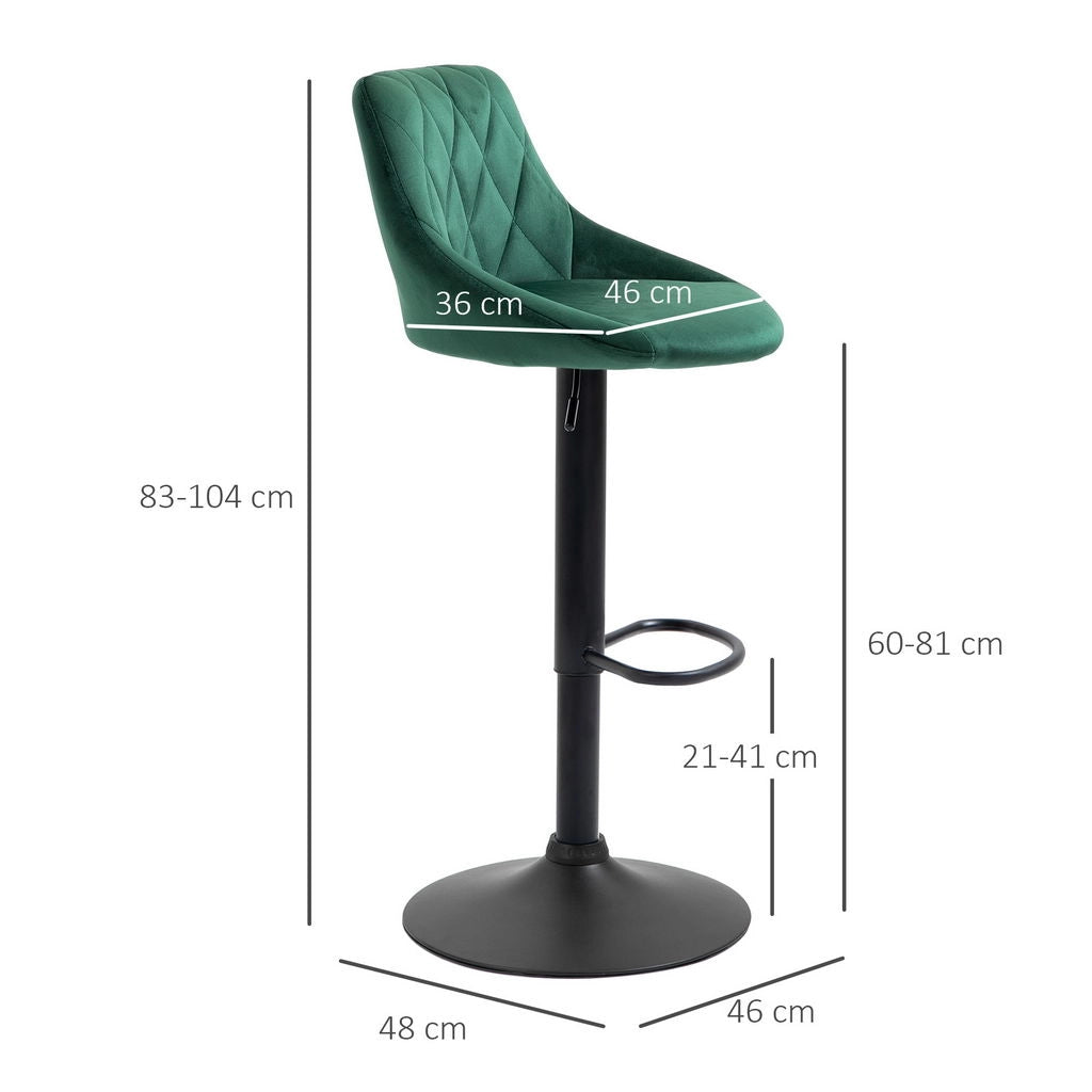 SET 2 SGABELLI DA BAR CON SCHIENALE E ALTEZZA REGOLABILE INDUSTRIAL VERDE