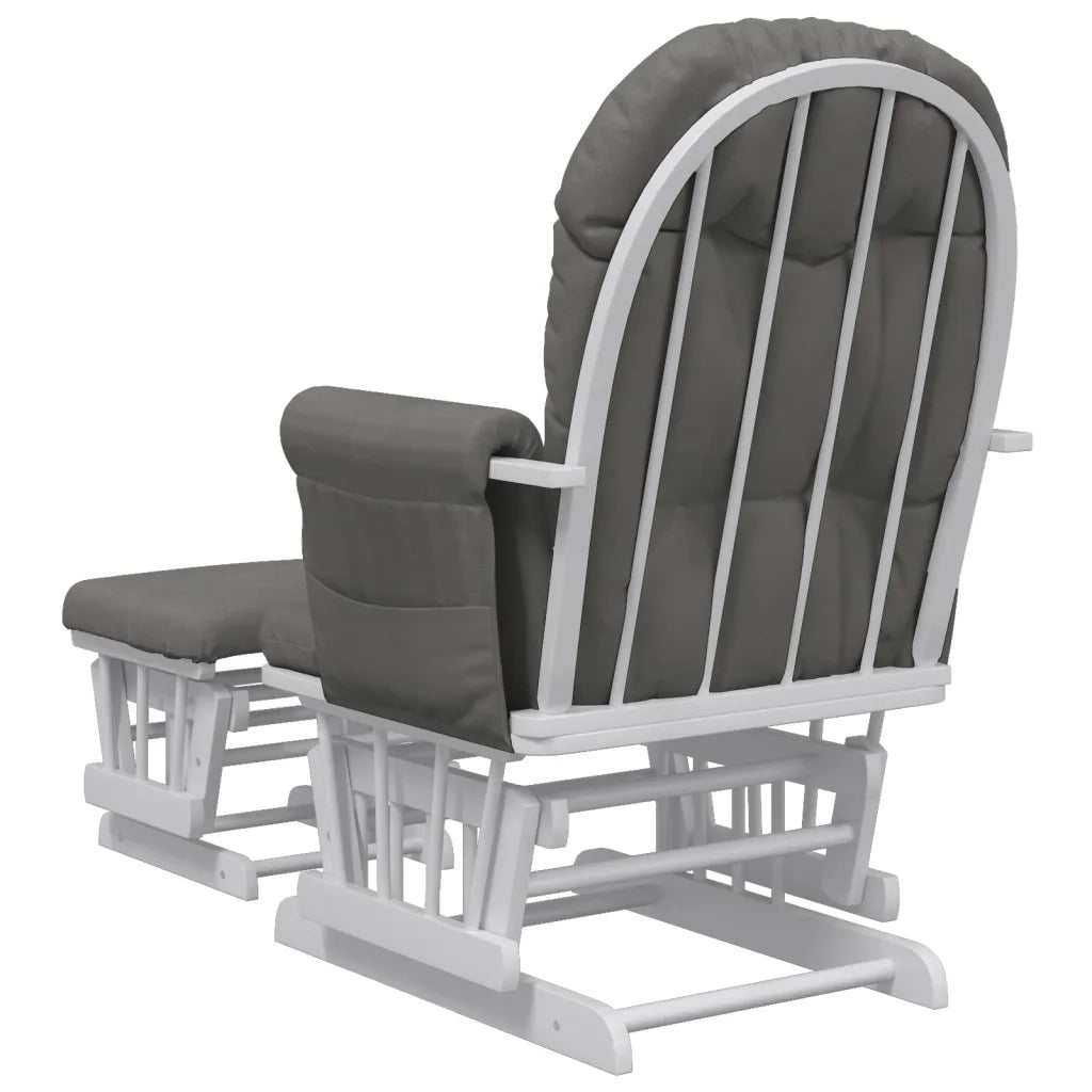 Poltrona Glider con Sgabello-Sedia a dondolo Grigio Scuro in Tessuto 802031