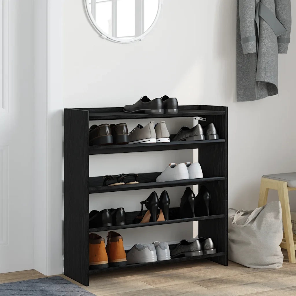 Scarpiera-Scaffale per scarpe Nera 80x25x81 cm in Legno Multistrato