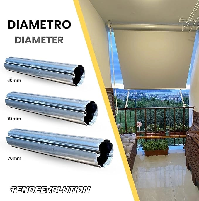Rullo Avvolgitore Ferro Zincato Ø70 | Tenda da Sole | Lunghezza 3,5m | Universale & Resistente