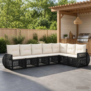 Set Divano da Giardino 7 pz Nero e Bianco Crema polyrattan 3435427