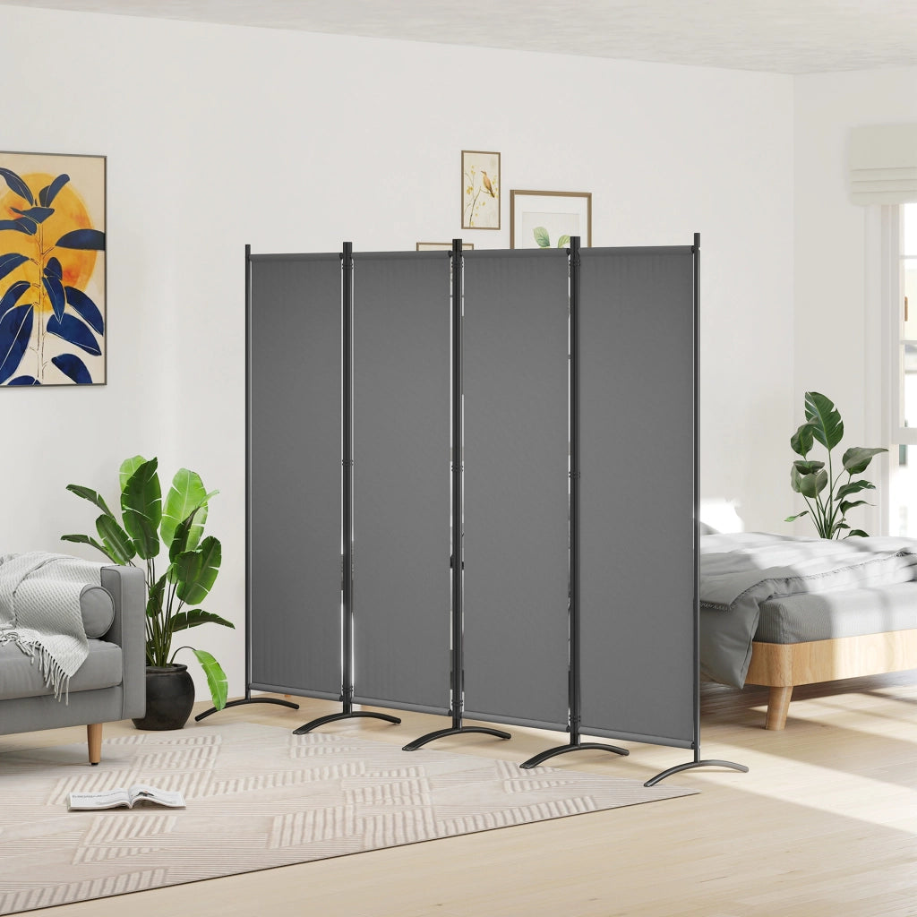 Paravento Pieghevole 4 Pannelli ¨C Minimal ¨C Grigio Scuro 221x50x172cm