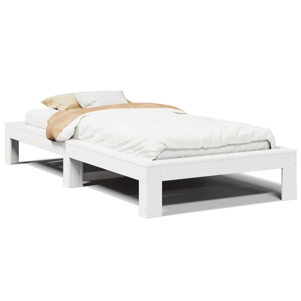 Letto singolo | Letto per adulti | Letto senza Materasso Bianco 90x200 cm Legno Massello di Pino