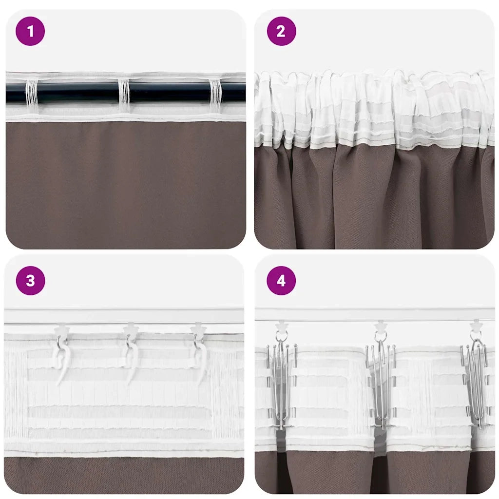 Tende Oscuranti | Tende Blackout con Anelli 2 pz Marrone Scuro 175 x 140 cm