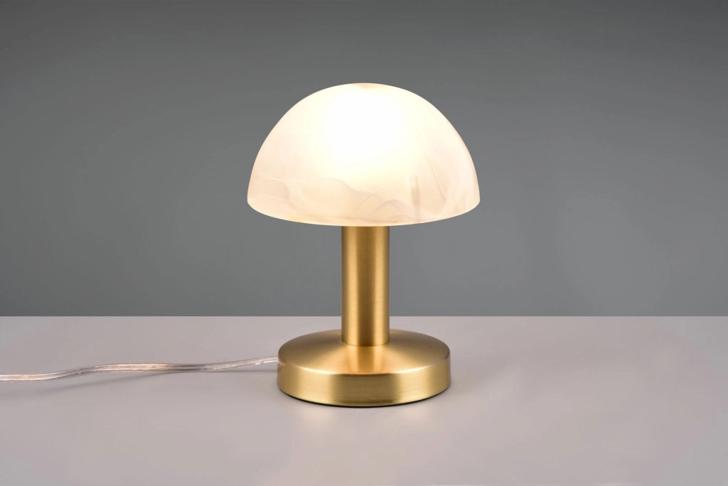 FYNN II LAMPADA CUPOLA IN  OTTONE SATINATO E VETRO SABBIATO BIANCO SPAZZOLATO 1 LUCE ATTACCO E14 H.21CM