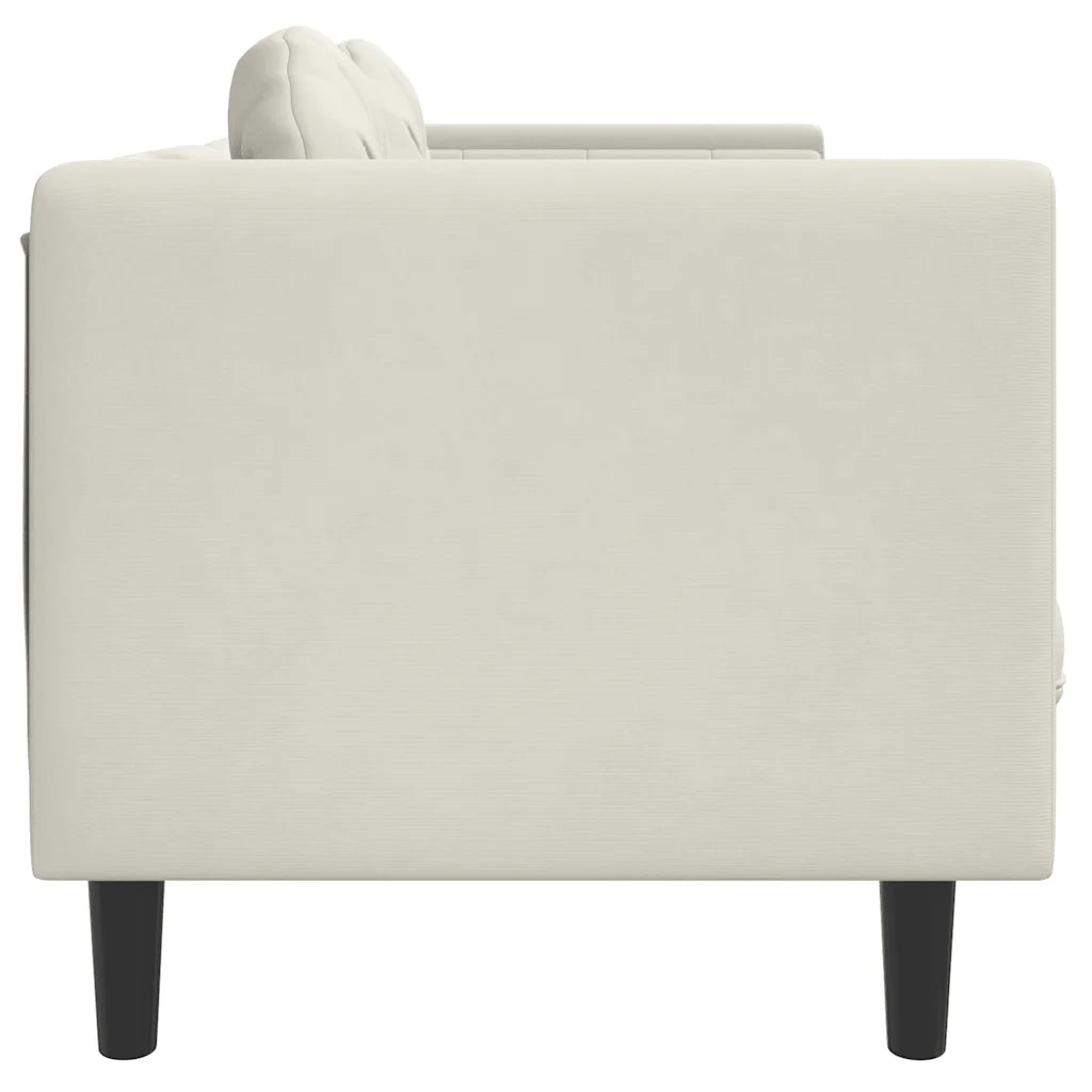 Divano a 2 Posti con Cuscini-Sofa 2 Posti con Cuscini Crema in Velluto