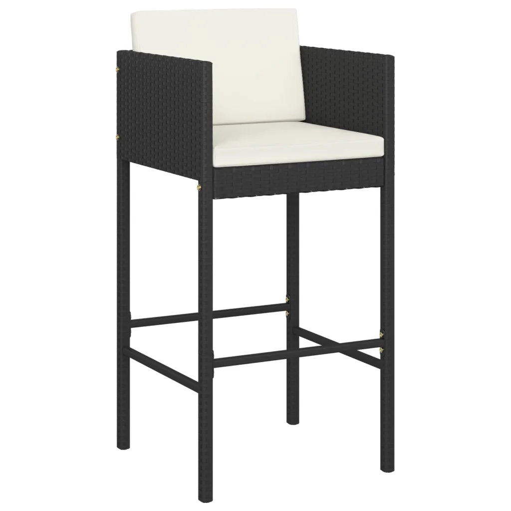 Set Bar da Giardino 5 pz con Cuscini in Polyrattan Nero 3094804