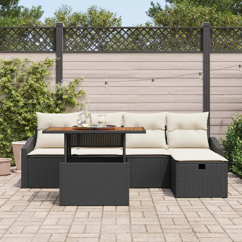 Set Divano da Giardino 6 pcs Nero polyrattan 3361348