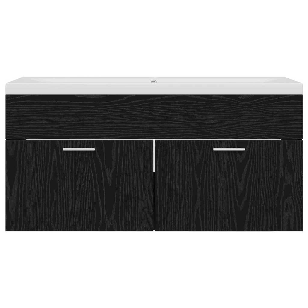 Mobiletto da bagno moderno e minimalista unità di stoccaggio 100 x 38,5 x 46 cm legno di rovere nero ingegnerizzato 02_0056322