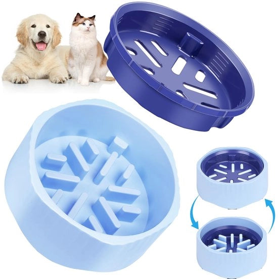 Hondibaccaia 2-in-1 anti-gulping con ruote – prevenzione del gulping e senso di gonfiore, superficie antiscivolo e lavabile, adatta per cani e gatti – colore blu
