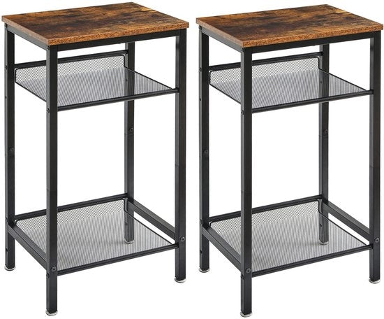 Tavolo da notte e da telefono con pannelli regolabili - set a 2 pezzi - stile industriale - tavolo da salotto - pannelli in spazzolato impermeabile