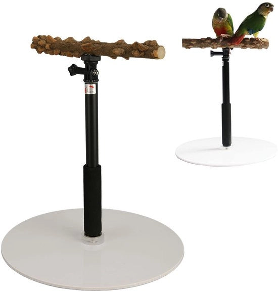 Supporto per Uccelli Adattabile - Standaio per Pappagalli Portatile - Supporto per Uccelli Rimovibile - Sicuro e Non Toxico - Regolazione di Altezza Libera - Supporto per Gioco degli Uccelli
