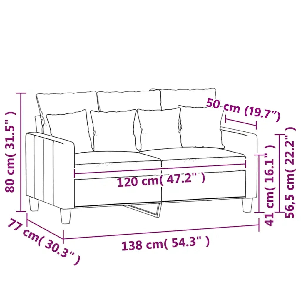 Divano a 2 Posti-Sofa 2 Posti Nero 120 cm in Velluto 102580