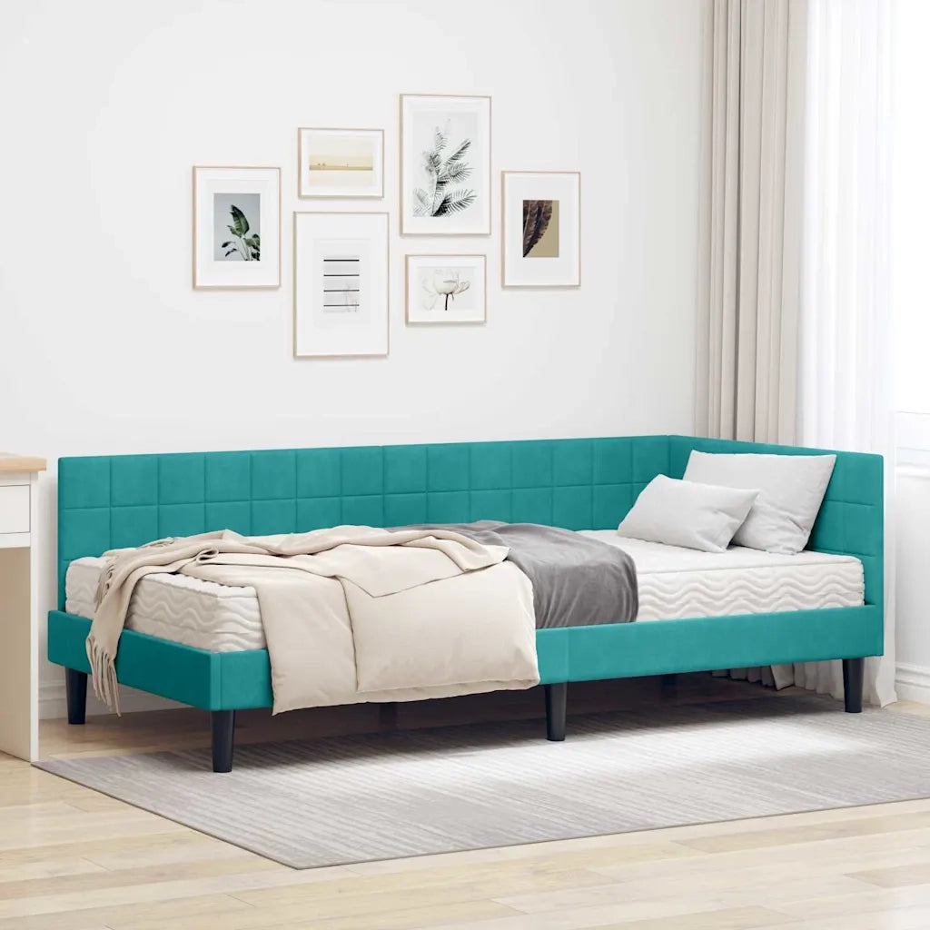 Struttura Letto Angolare con Materasso 2 pcs Turchese Velluto 3393986