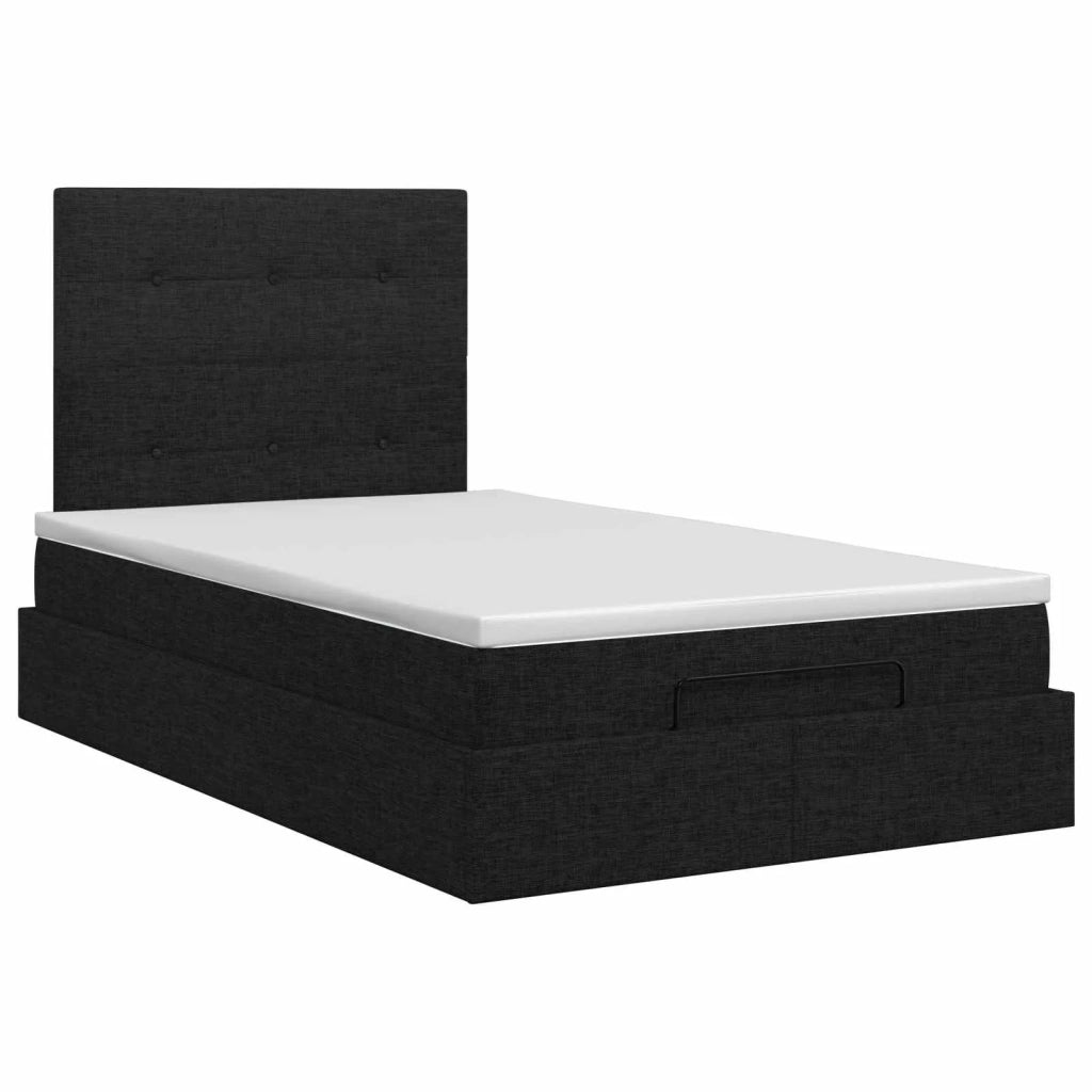 Letto ottomano con materasso Nero 120 x 190 cm Tessuto 3457475
