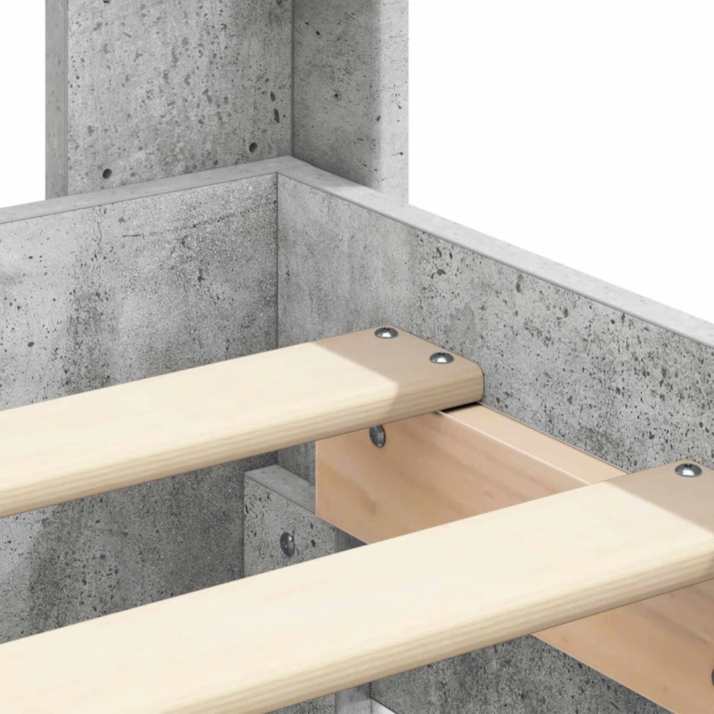 Struttura del letto con stoccaggio e testata Grigio Cemento 3414314
