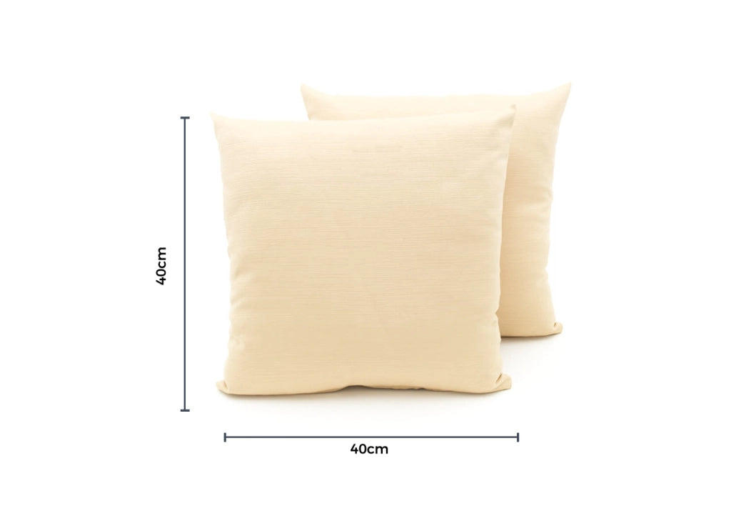 Coppia Cuscini Arredo Imbottiti Tessuto Ottoman In Tinta Unita Colore Beige 02 - 40x40 - Beige 02