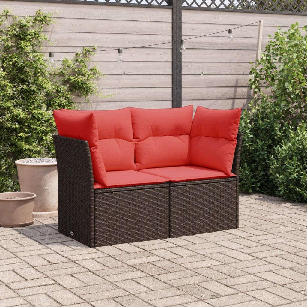 Divano da giardino con cuscini a 2 posti marrone in polyrattan 366226