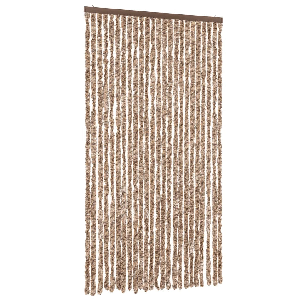 Tenda Antimosche Beige e Marrone Scuro 100x230 cm in Ciniglia 377324