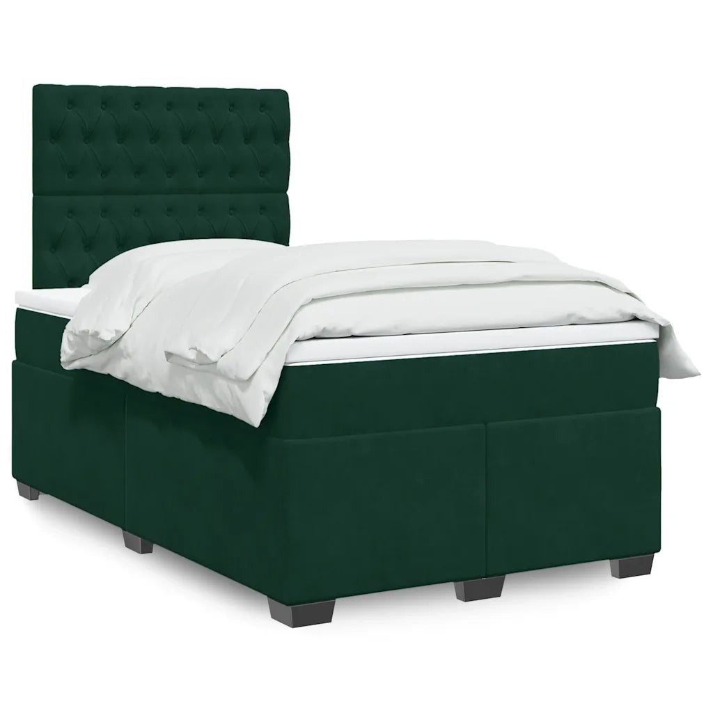 Giroletto a Molle con Materasso Verde Scuro 120x200 cm Velluto 3290891
