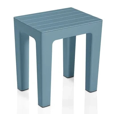 Sgabello bagno Lello multiuso turchese cobalto effetto legno
