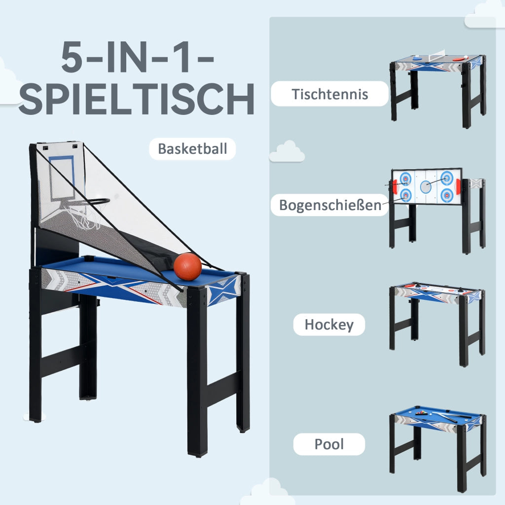 Tavolo da gioco 5 in 1 ¨C zephmum ¨C Blu, MDF, Plastica