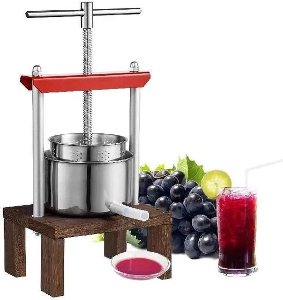 Pressa a Frutta Manuale - 2L - Spremifrutta - Acciaio Inox - Pressa per Olio d'Olive - Argento