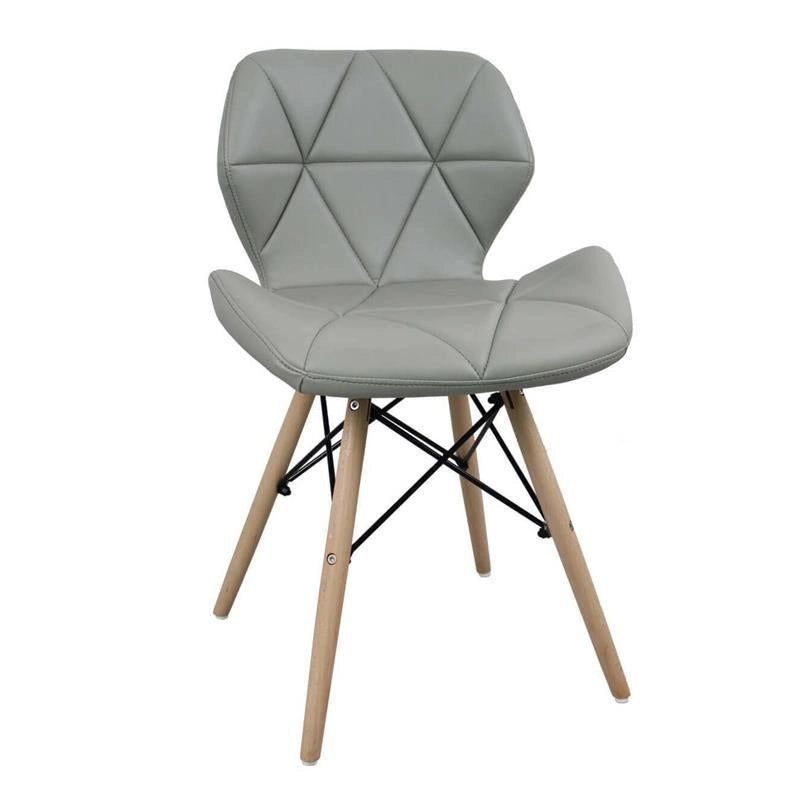 SET 6 SEDIE ANNAPOLIS MODERNA IN ECOPELLE GRIGIA E LEGNO 41 X 49 X H71 CM