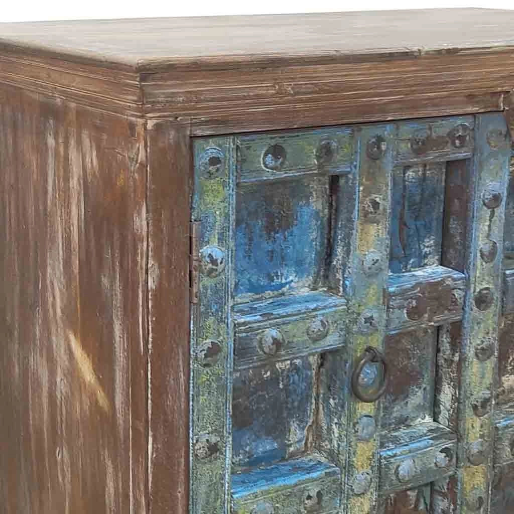 Credenza in legno artigianale blu 118x50x101h cm