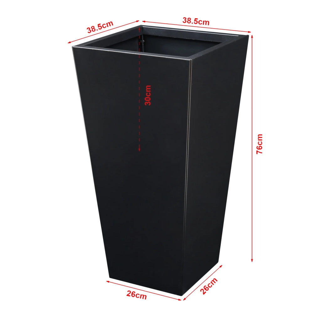 Vaso per piante/fioriera 76 x 39 x 39 cm acciaio zincato nero 03_0008957