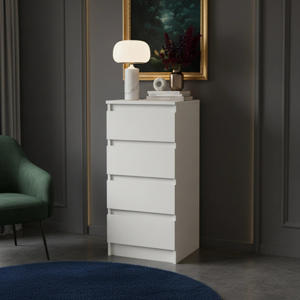 Commode SOLA - Bianco - 4 Cassetti - Larghezza 40 cm, Altezza 90 cm, Profondit? 43 cm