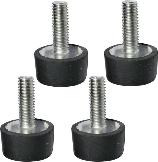 Set di 4 piedini in gomma per assorbimento vibrazioni - Ø20 mm - filettatura M6 - carico 240N