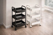 Carrello di Stoccaggio Rullo in Acciaio di Carbone – Organizzatore di Make-up e Cucina a Multi Strati – Carrello Multifunzionale con Ruote