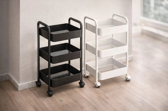 Carrello di Stoccaggio Rullo in Acciaio di Carbone – Organizzatore di Make-up e Cucina a Multi Strati – Carrello Multifunzionale con Ruote
