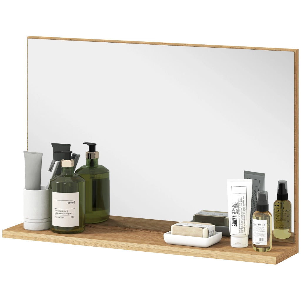 Specchio Bagno con Mensola ¨C Minimal ¨C Legno 60x12x40 cm