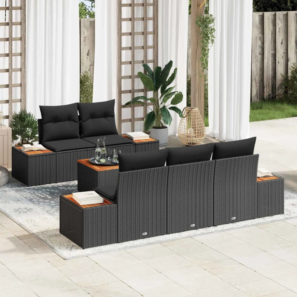 Set Divano da Giardino con archiviazione 6 pcs Nero Poly Rattan 3356693