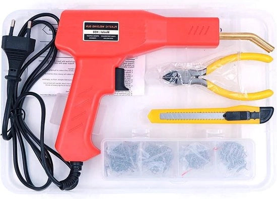 Set di saldatura professionale per il riparare e rinforzare i paraurti in plastica degli autoveicoli, ideale per il rapido e duraturo ripristino di crepe e fessurazioni
