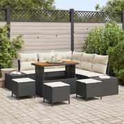 Set Divano da Giardino con cuscino 9 pcs Nero Poly Rattan