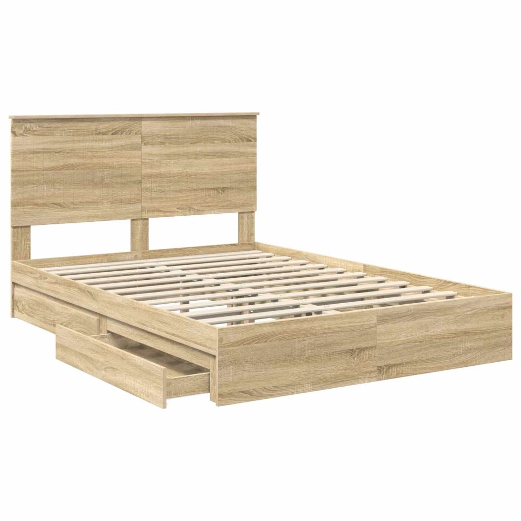 Letto con Contenitore con testiera-Struttura Letto con contenitore Rovere Sonoma 140 x 200 cm 167405